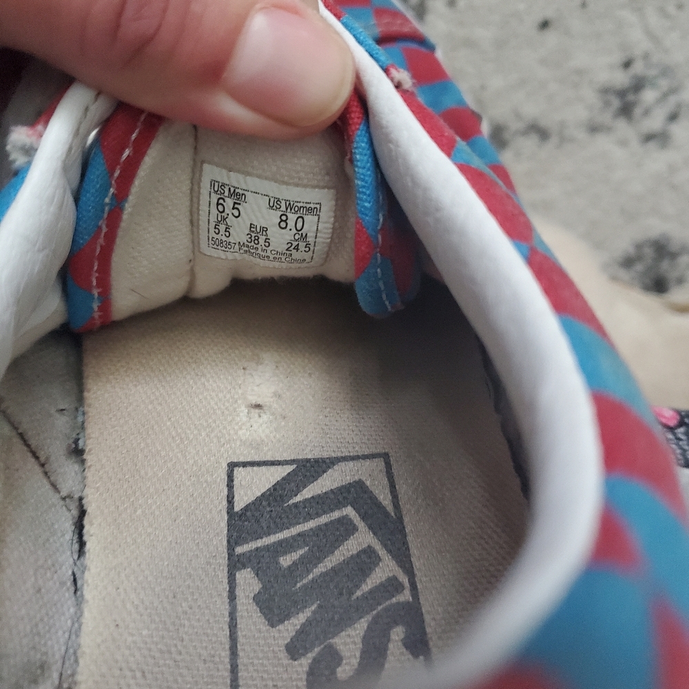 - Vans Old Skool Checkboard Sneakers size 8 women's red and blue worn few … - Picture 4 of 4